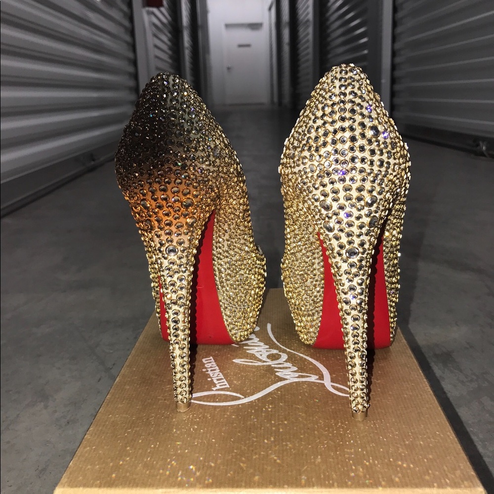 Crystal Christian Louboutin lady peep pumps